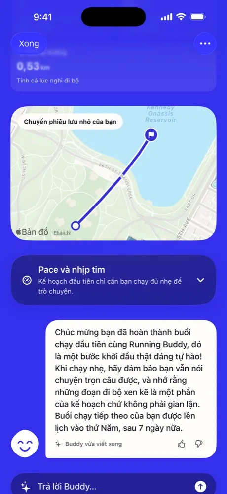 Nhận xét của Buddy sau buổi chạy, bằng Tiếng Việt