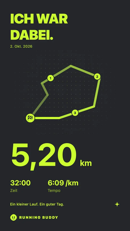 Eine Running Buddy Karte zum Teilen