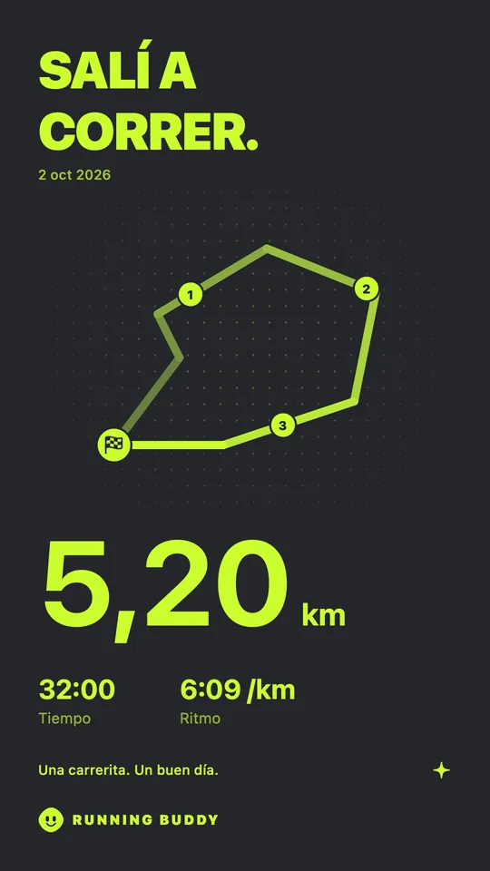 Una tarjeta para compartir de Running Buddy