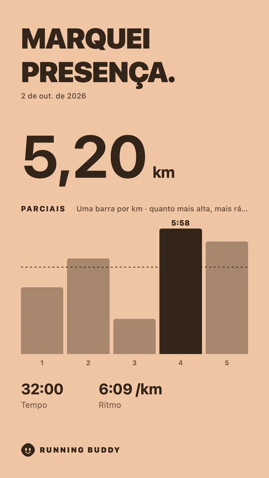 Um card para compartilhar do Running Buddy