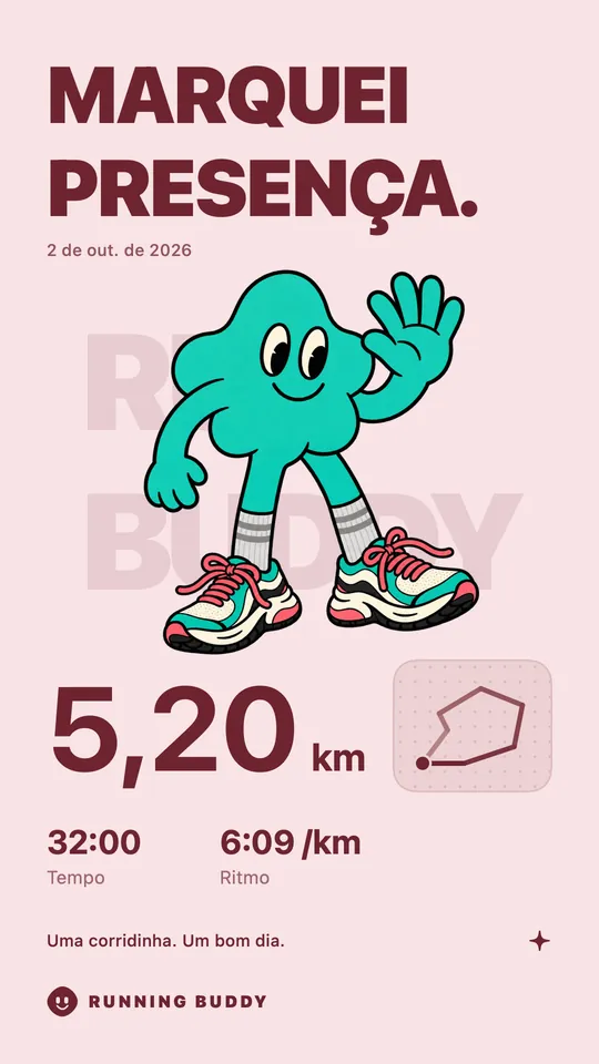 Um card para compartilhar do Running Buddy