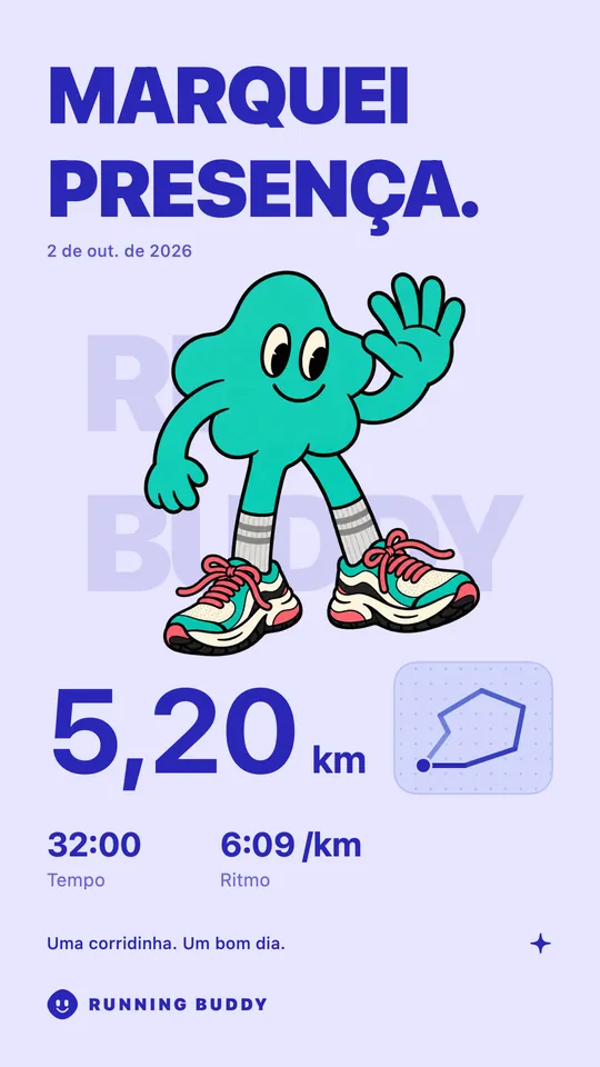 Um card para compartilhar do Running Buddy