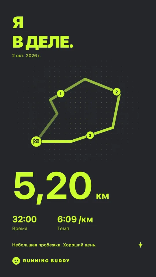 Карточка Running Buddy, чтобы поделиться